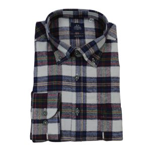 Camisa hombre de cuadros de algodón ,azul y gris
