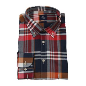 Camisa cuadros hombre rojo , azul , marrón