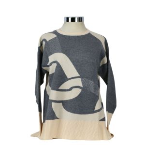 Jersey de cuello caja gris y blanco