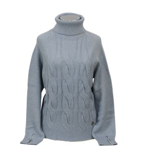 Jersey cuello alto azul de mujer