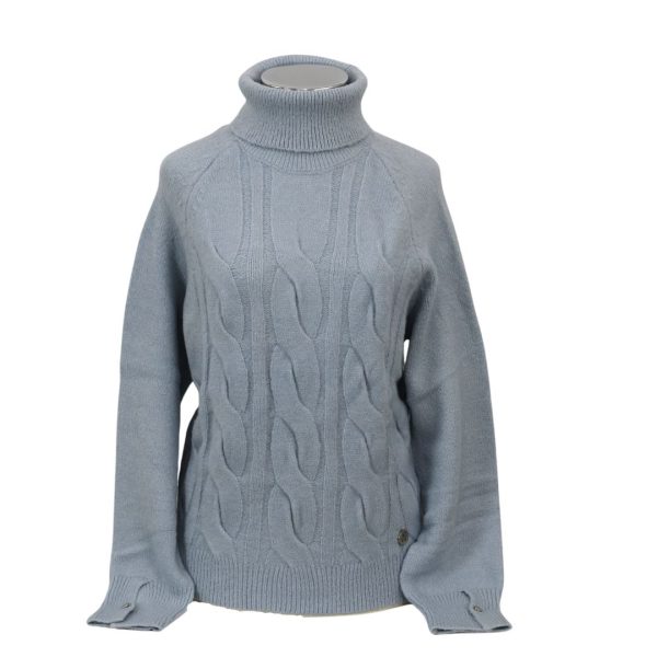 Jersey cuello alto azul de mujer