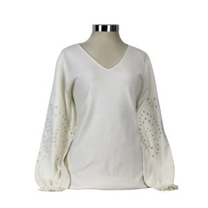 Jersey blanco calado de mujer