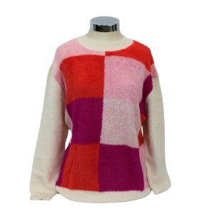 Jersey de mujer de Cuello caja con Estampado de Cuadros de color