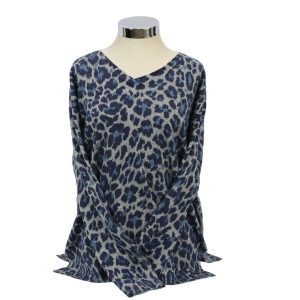 Jersey de Mujer con Estampado en Tonos Azules y Grises