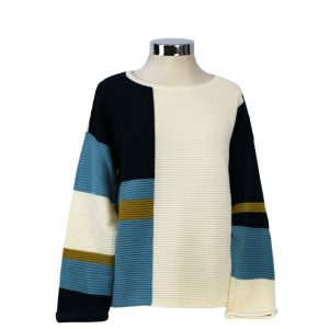 Jersey mujer blanco , azul y verde