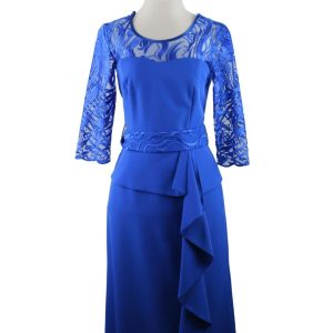 Vestido largo azul de ceremonia , para mujer , invitada o madrina en azul y largo con encaje