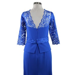 Vestido largo azul de ceremonia , para mujer , invitada o madrina en azul y largo con encaje