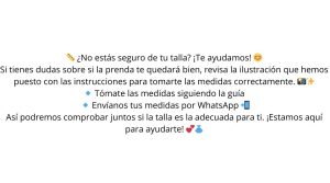 guía para saber la talla