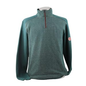 Sudadera de caballero de color verde de cuello alto con cremallera