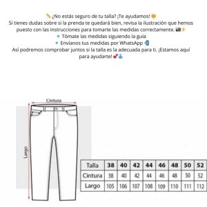 Guía de tallas de pantalón de caballero