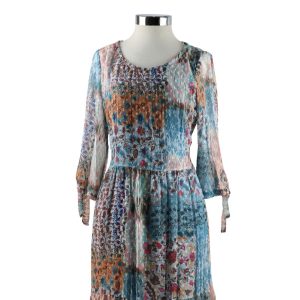 Vestido Midi Estampado Patchwork